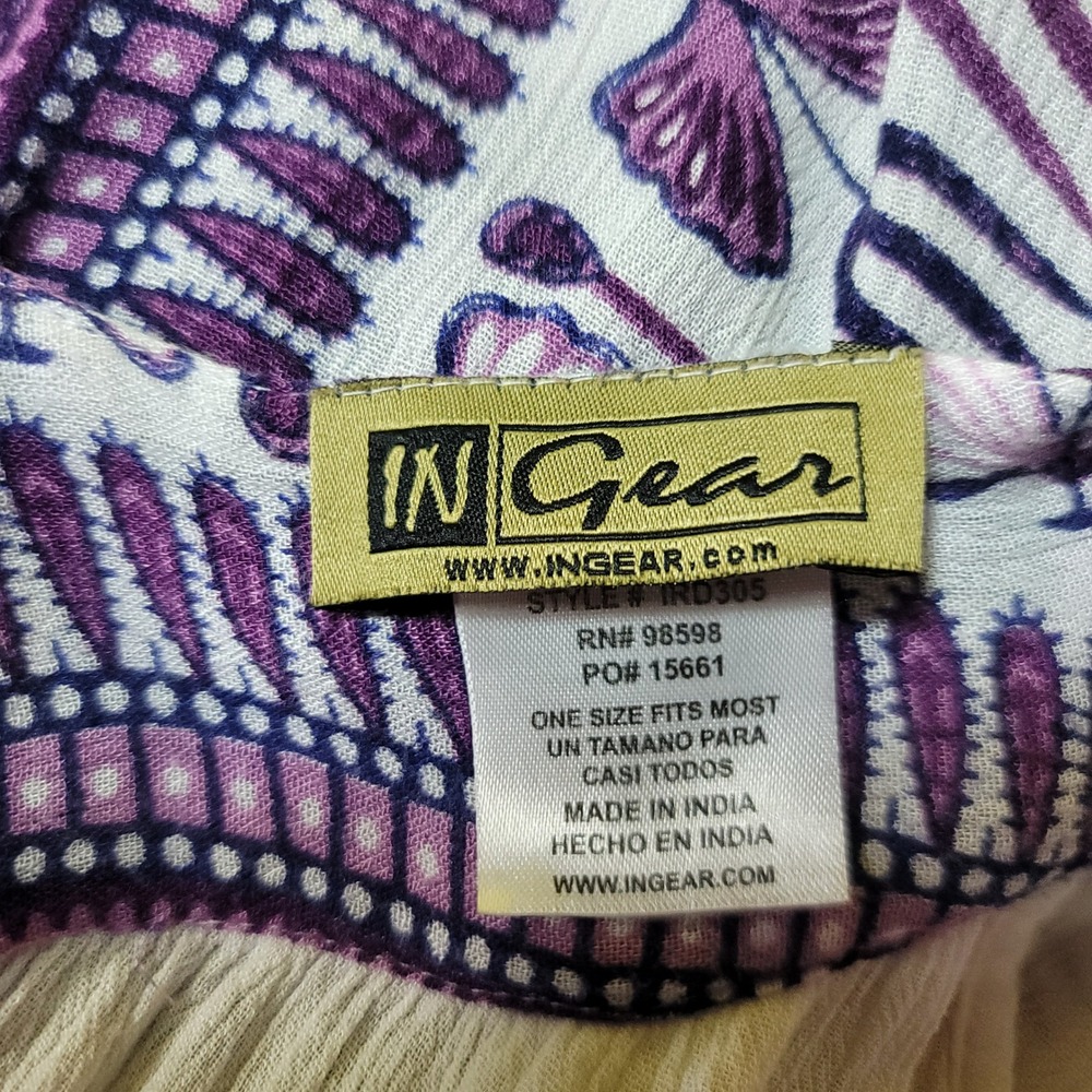 In Gear Women Purple White Dashiki Print Rayon Cover Up Mini Dress IRD305 OSFM - Picture 5 of 10